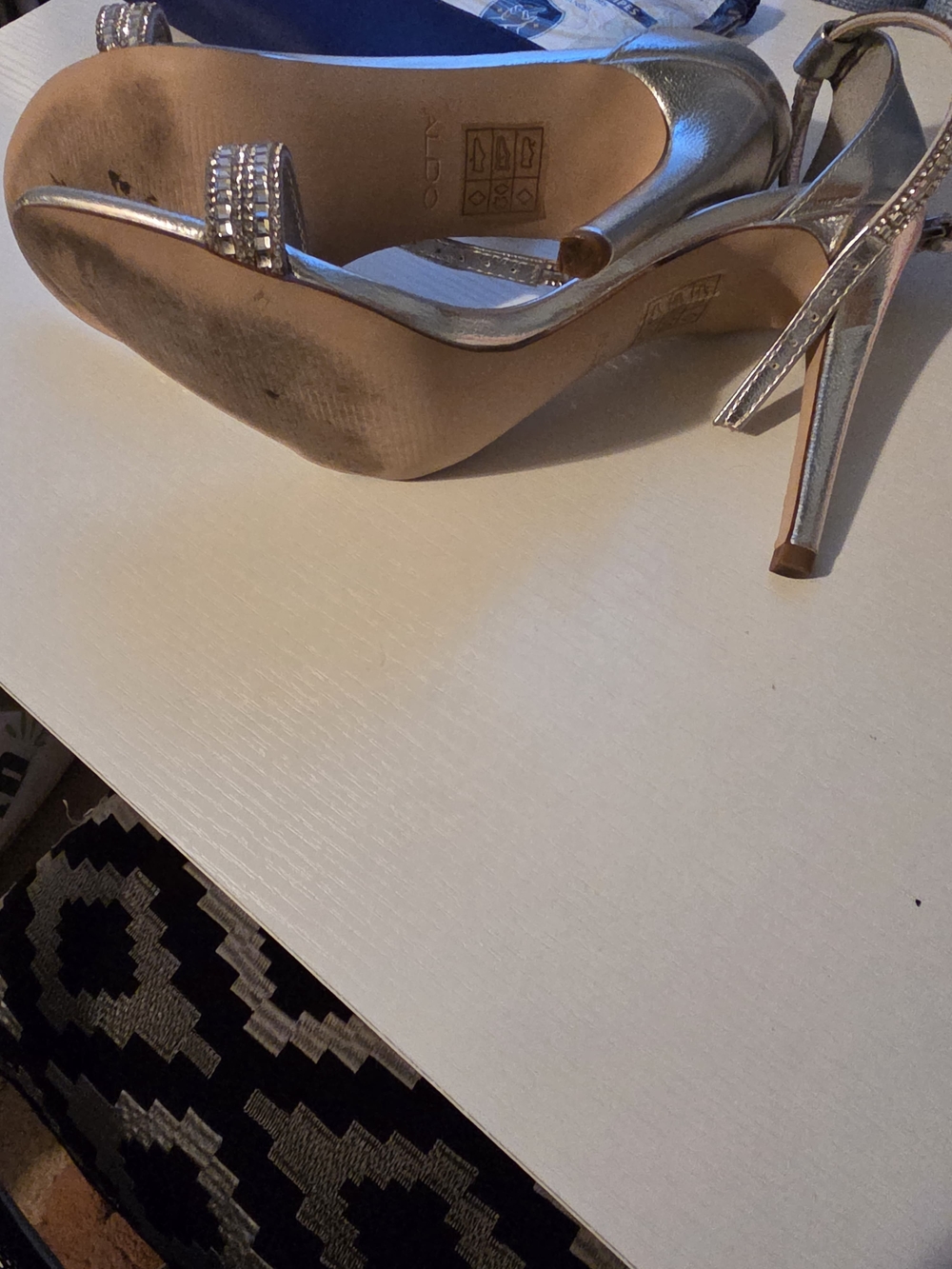 ALDO Silver Rhinestone Ankle-Strap Heels - Picture 6 of 6